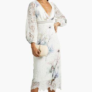 ML MONIQUE LHUILLIER Printed guipure lace midi dress